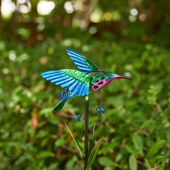 Glitzhome&reg; 36" Solar Lighted Hummingbird Garden Stake {8}