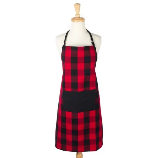 DII&reg; Buffalo Check Chef Apron Red and Black {4}