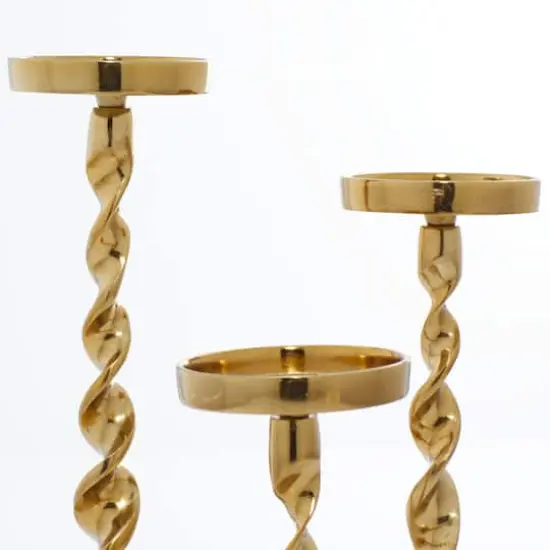 Gold Aluminum Coastal Candle Holder Set {4}