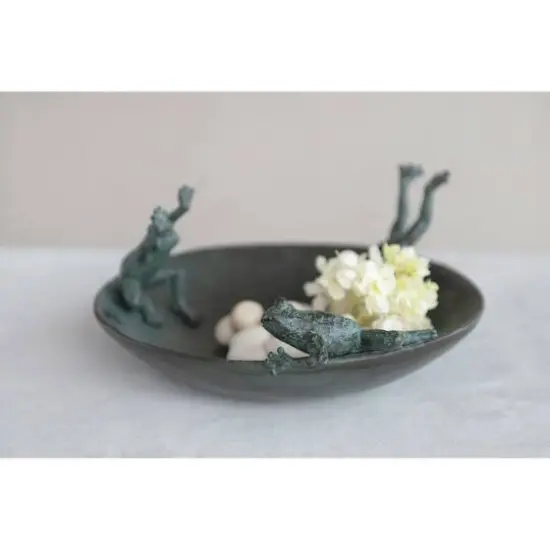 Hello Honey&reg; Resin Bird Bath With Frogs & Verdigris Finish {6}