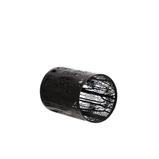 7" Black Winter Forest Metal Hurricane Pillar Candle Holder by Ashland&reg; {3}