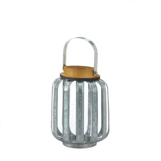 8" Small Galvanized Metal Lantern {1}