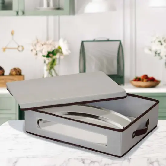 Household Essentials Plate Storage Box White {3}