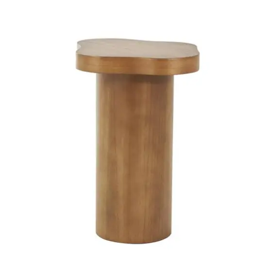 23" Brown Pedestal Side End Accent Table with Rounded Square Top {9}