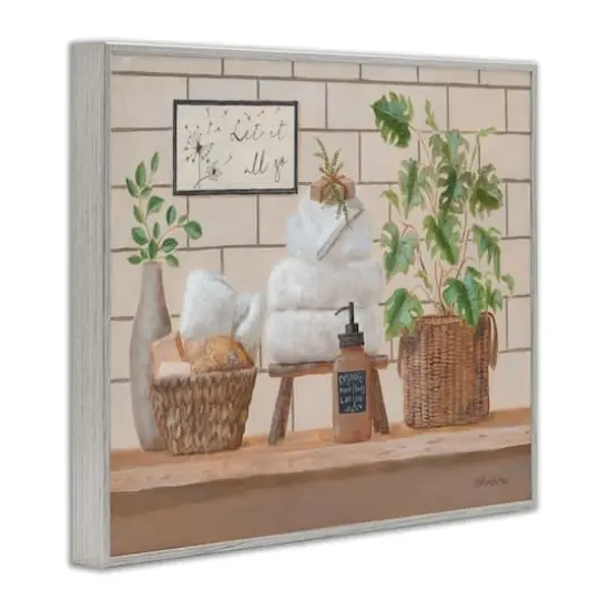 Stupell Industries Comforting Bathroom Spa Still Life Framed Giclee Art Gray {4}