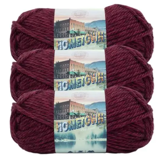 3 Pack Lion Brand&reg; Hometown Variegates Yarn Norfolk Merlot {1}