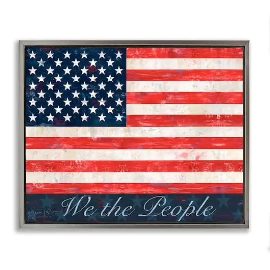 Stupell Industries We The People Flag Floater Framed Art Gray {1}