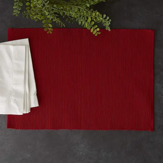 DII&reg; Ribbed Cotton Placemats, 6ct. Cardinal Red {6}
