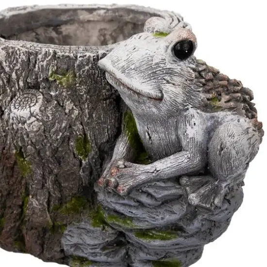 9" Frogs on Tree Stump Outdoor Garden Planter {6}