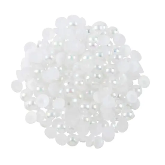 7.5mm White AB Round Flatback Plastic Pearls, 4,000ct. by Bead Landing&trade; {1}