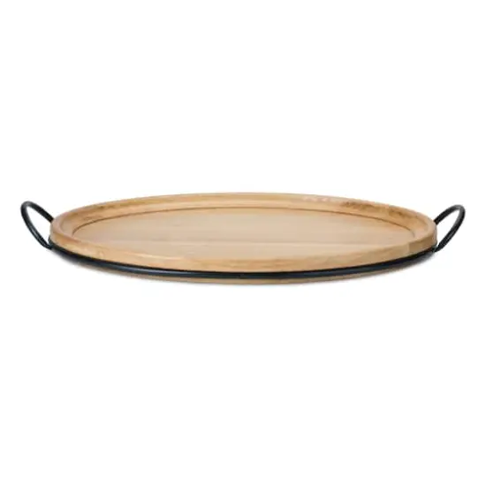 27.5" Natural Wood Tray with Handles {3}