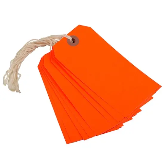 JAM Paper Medium Gift Tags with String Neon Red {3}