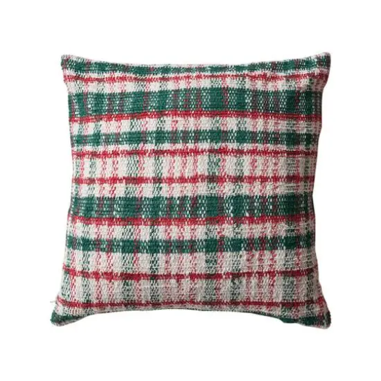 Hello Honey&reg; 20" Red & Green Plaid Woven Throw Pillow {1}
