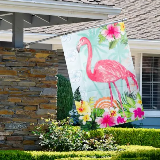 Tropical Flamingo Spring Outdoor House Flag {3}