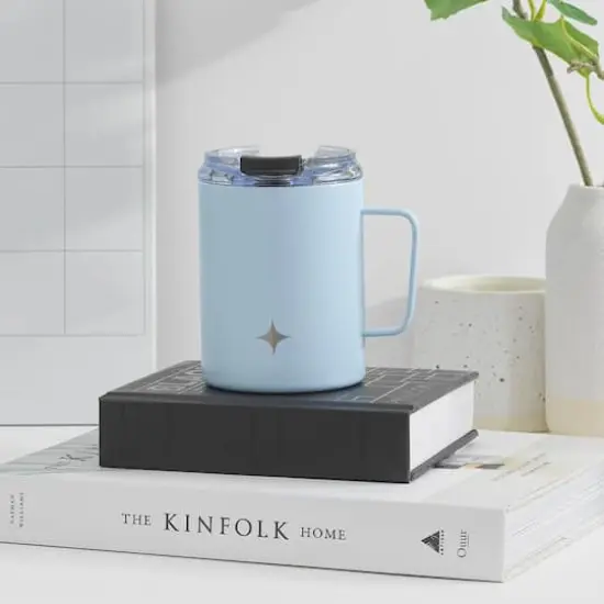 JoyJolt&reg; 12oz. Vacuum Insulated Tumbler With Lid & Handle Blue {4}