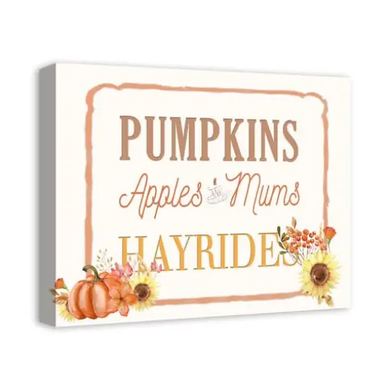 Pumpkins & Hayrides Farm Sign Canvas Wall Art {3}