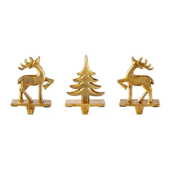 Glitzhome&reg; Christmas Resin Tree and Reindeer Stocking Holder Set {3}