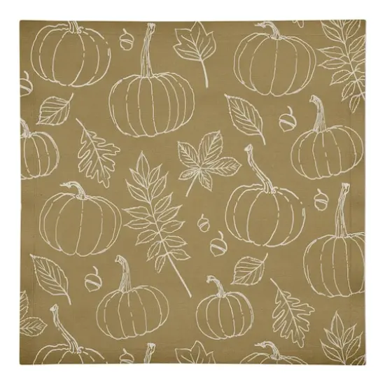 Mustard Yellow Fall Pattern Cotton Twill Napkin {1}