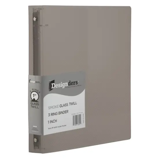 JAM Paper Glass Twill Plastic 3-Ring Binder Smoke Gray {1}