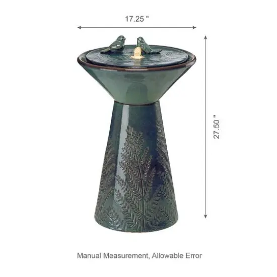 Glitzhome&reg; 27.5" LED Bird Pedestal Ceramic Fountain Turquoise {9}