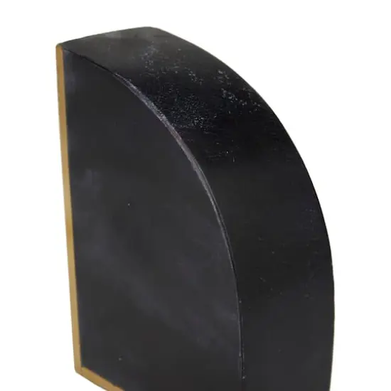 CosmoLiving by Cosmopolitan Set of 2" Black Marble Glam Bookends, 6" x 4" x 2" {4}