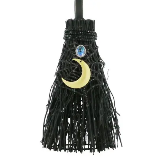 18.5" Black Witch's Broom with Moon Tabletop D&eacute;cor by Ashland&reg; {3}