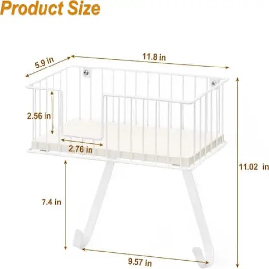 NEX&trade; Wall Mounted Ironing Board Hanger for T-Leg with Storage Basket White {4}