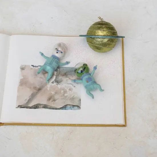 Hello Honey&reg; 5.5" Green Beaded Planet Round Plastic Ornament {4}