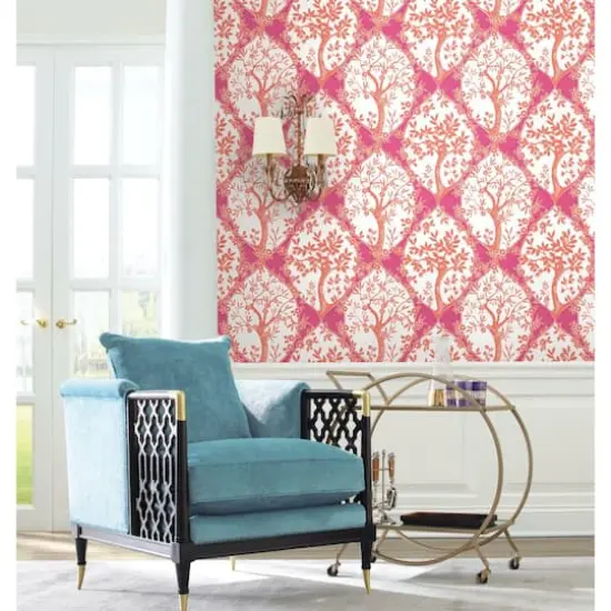 RoomMates Tree & Vine Ogee Peel & Stick Wallpaper Pink and orange {9}