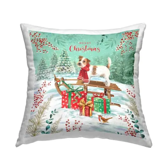 Stupell Industries Merry Christmas Dog Sled Throw Pillow {1}