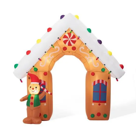 Glitzhome&reg; 8ft. LED Lighted Gingerbread House Inflatable D&eacute;cor {1}