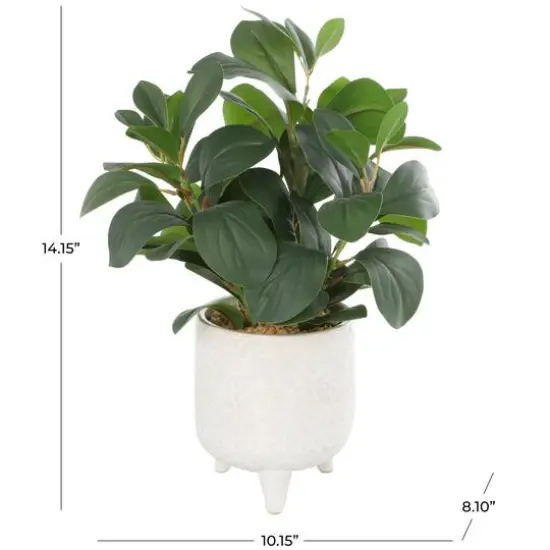 14" Faux Foliage Artificial Plant in White Pot {7}