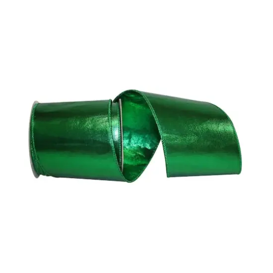 Reliant 4" Lam&eacute; Luxury Wired Ribbon Emerald {1}