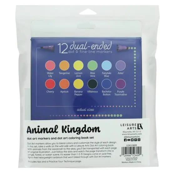 Leisure Arts&reg; Dot Art Markers Animal Kingdom Mini Coloring Book Set {3}