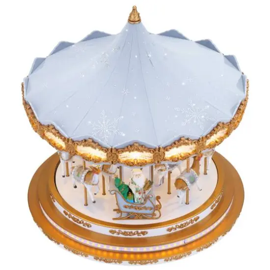 90th Anniversary Collection 17" Ice Blue Animated & Musical LED Crystal Carousel Accent {5}