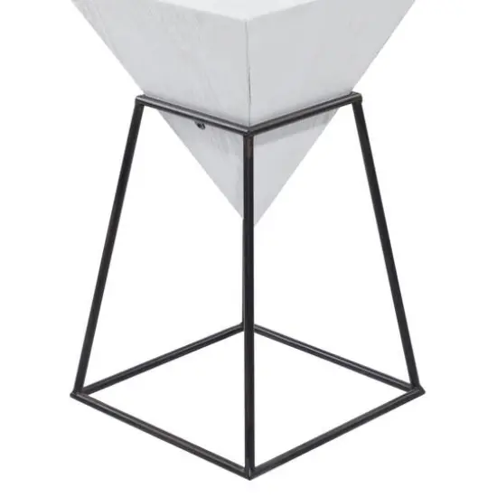 2ft. White Metal and Wood Modern Accent Table {7}