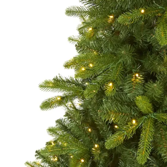 7ft. Pre-Lit New Haven Spruce Artificial Christmas Tree, Clear LED Lights {4}