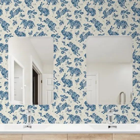 Surface Style Bunny Hop Peel & Stick Wallpaper Porcelain Blue {7}