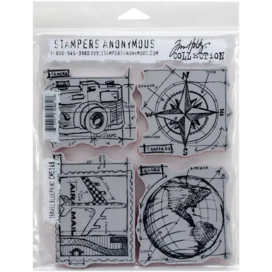Stampers Anonymous Tim Holtz&reg; Travel Blueprint Cling Stamps {1}