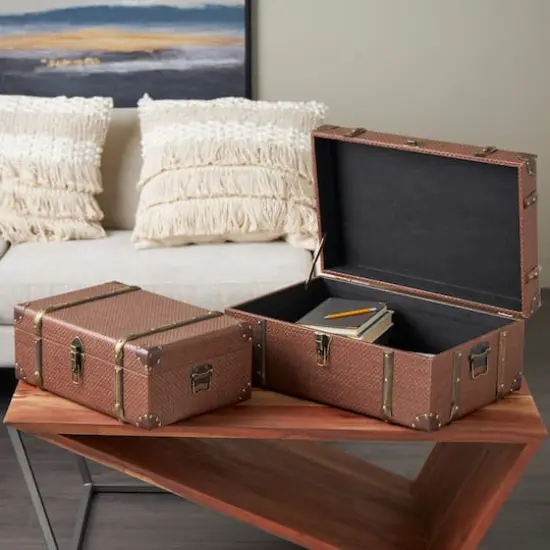 Brown Antique Style Trunk Set {4}