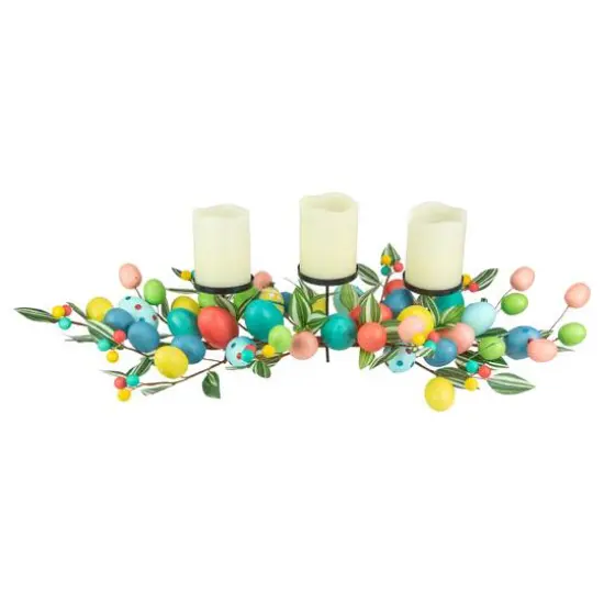 32" Colorful Easter Egg Pillar Candle Holder Centerpiece {4}