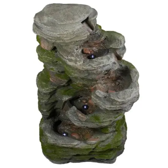 25" Gray LED 5-Tier Outdoor Garden Water Fountain {5}