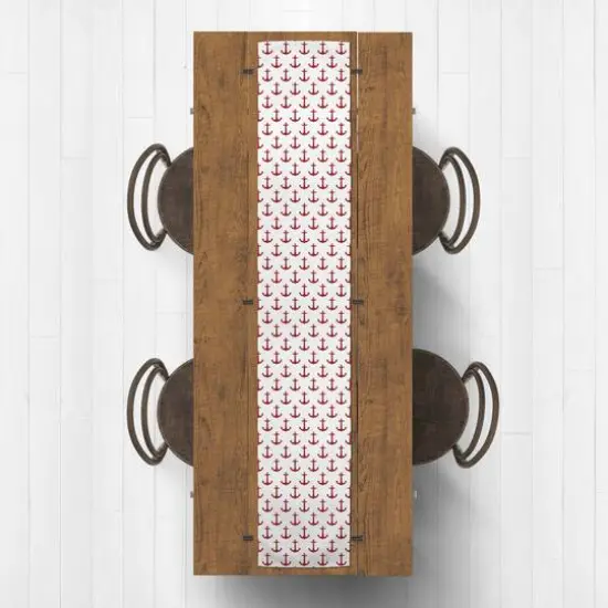 Anchors Indoor/Outdoor Table Runner Red on White {3}