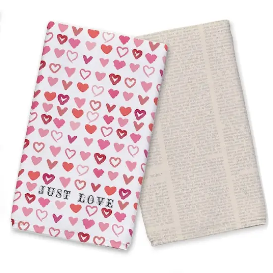 Just Love Hearts 16" x 25" Tea Towel - Set of 2 {1}