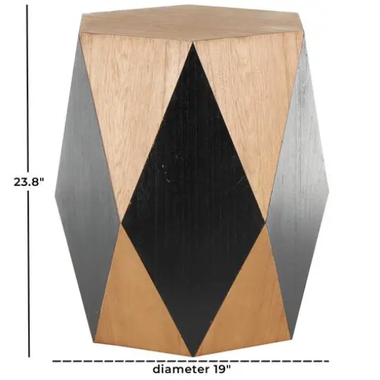 23.75" Brown Wood Geometric Diamond Accent Table with Black Accents {8}