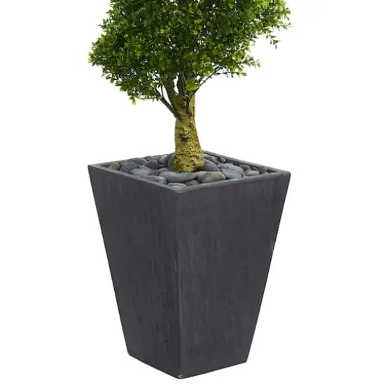 5ft. UV Resistant Boxwood Spiral Topiary Artificial Tree in Slate Planter {4}
