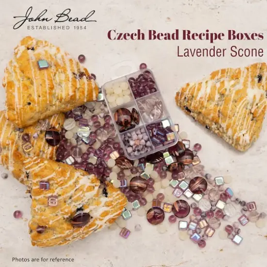 John Bead Czech Glass Recipe Box Beading Kit Lavender Scone {4}