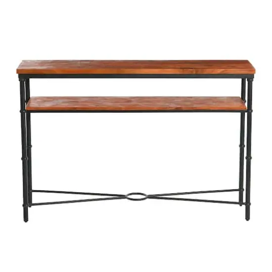Hello Honey® 48" Saratoga Rustic Wood & Metal Console Table Warm Walnut {5}