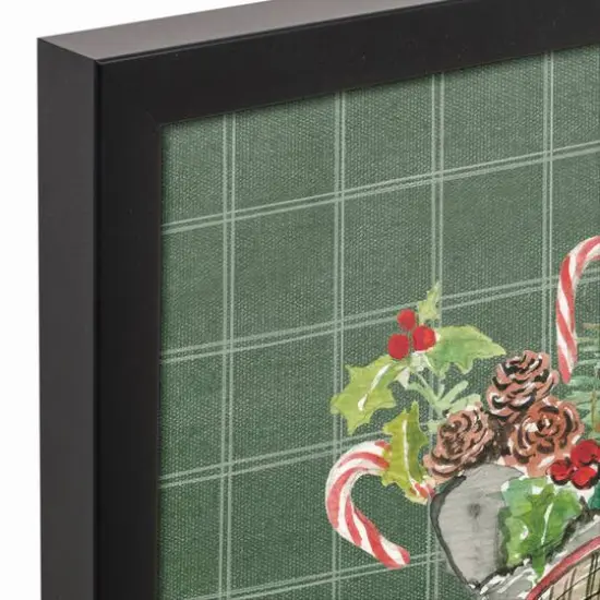 Green Christmas Ice Skates Black Framed Canvas Wall Art {3}