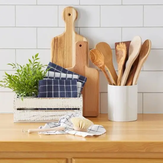 DII&reg; French Blue Combo Windowpane Dishcloths, 6ct. {5}